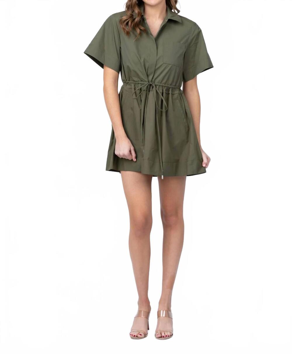 NEW JONATHAN SIMKHAI dawson shirt dress in olive